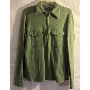 Vintage 60s/70s Pendleton 1/4 Zip Wool Shirt Button Pockets‎ USA Medium